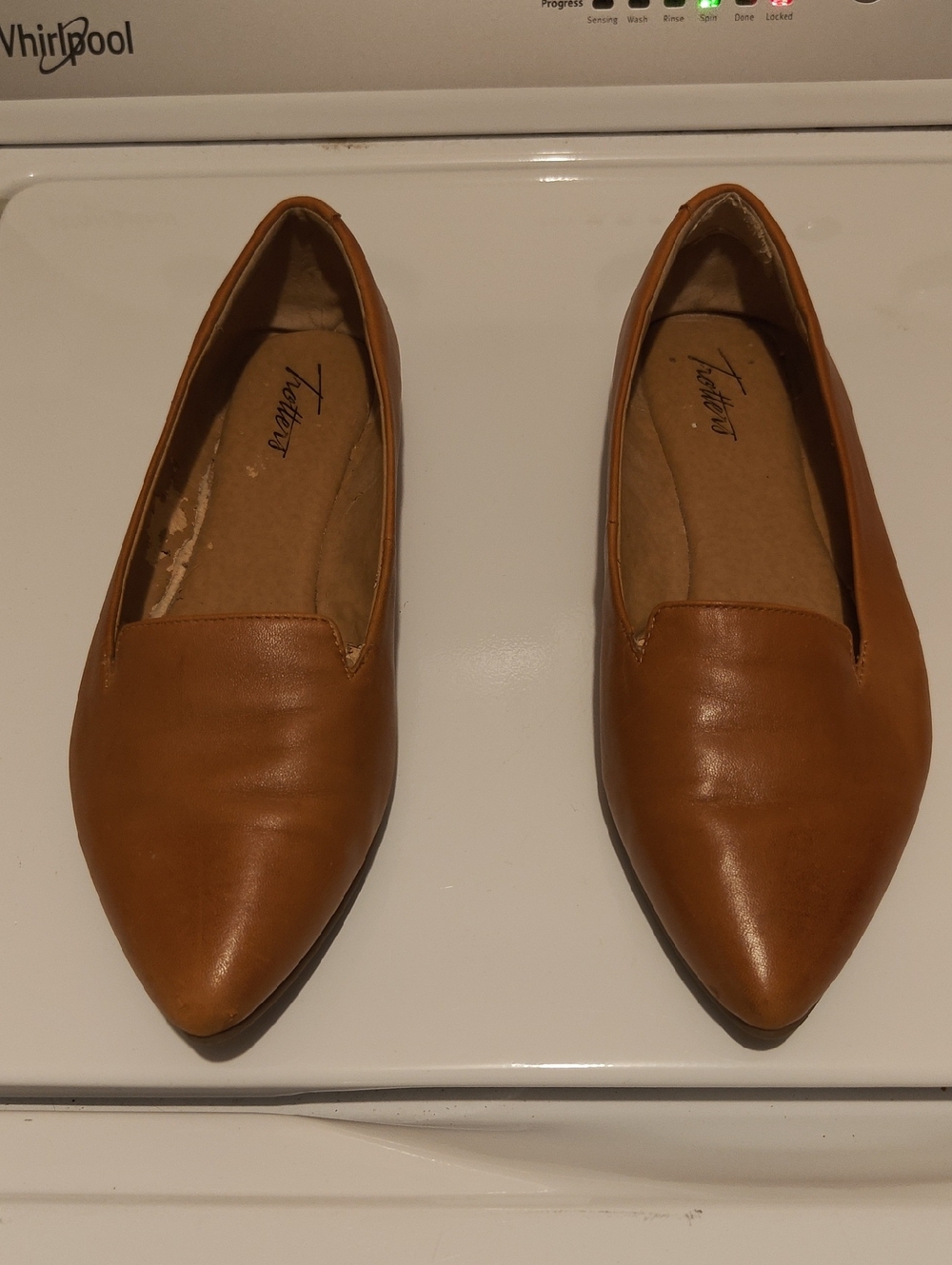 Trottrrs Tan Pointed Toe Slip-On Loafers